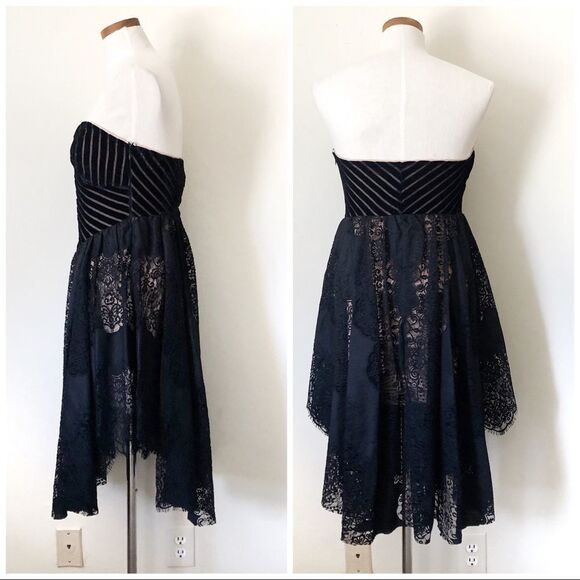 Free People strapless black lace mini dress - Picture 7 of 8